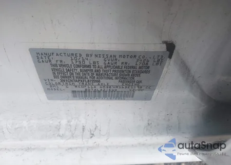 2015 Nissan Versa 1.6 S+ z USA, uszkodzony, nr VIN 3N1CN7APXFL872266